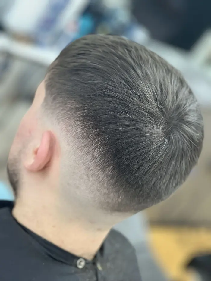 Men's skin fade blended through the back and sides